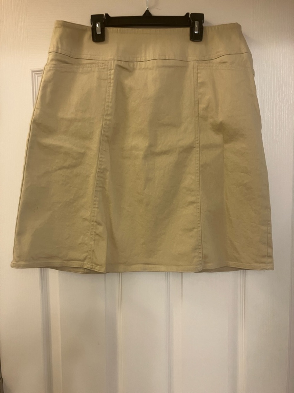 Chaus Beige A-Line Cotton Spandex Blend Skirt
